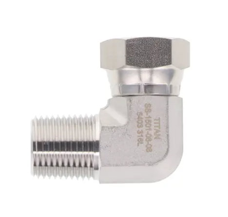 NPTF Male x NPSM Female Swivel 90° Elbow (Stainless Steel)